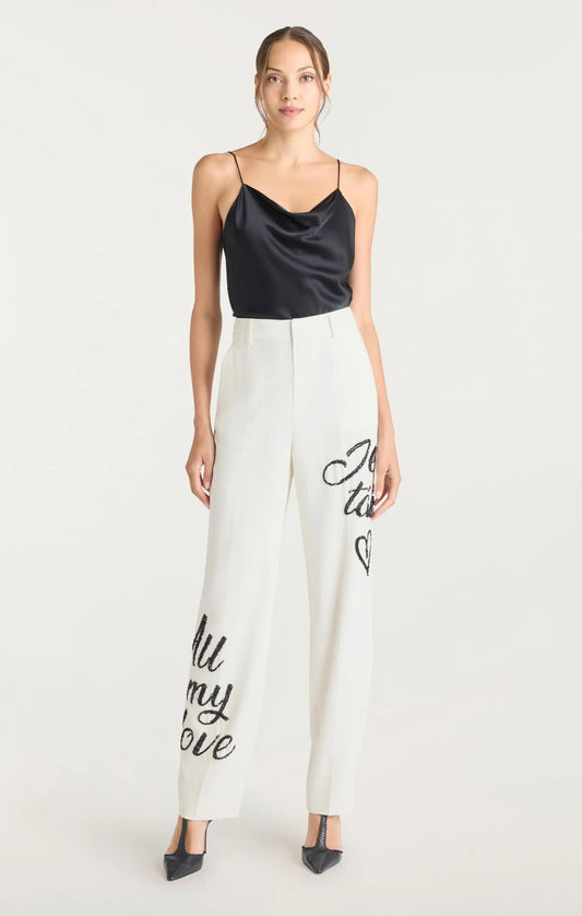 Crushed Sequin Loveletter Collins Pant Ivory/Black - Cinq à Sept