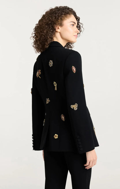 Gold Brooches Cheyenne Blazer Black - Cinq à Sept