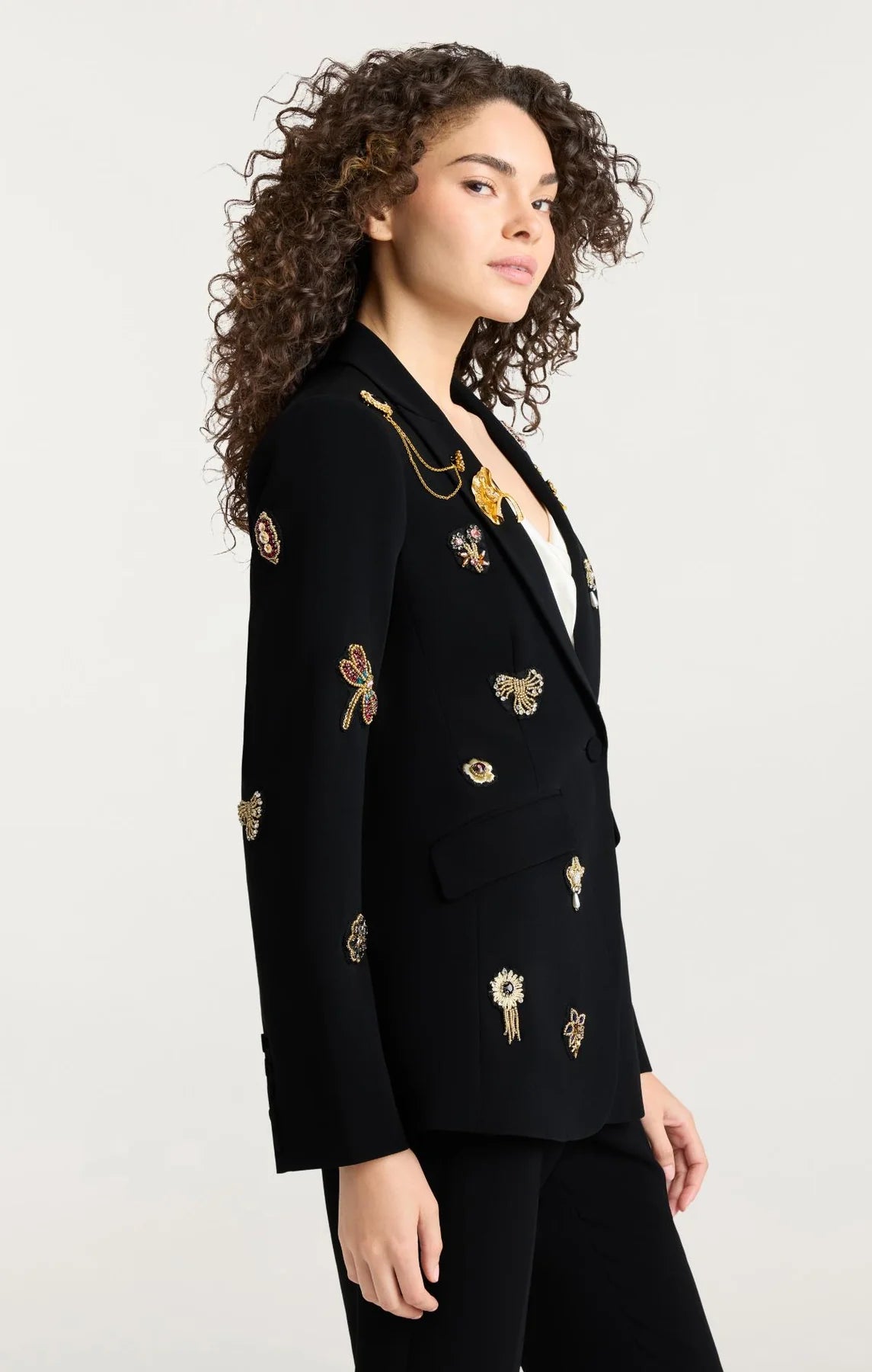 Gold Brooches Cheyenne Blazer Black - Cinq à Sept