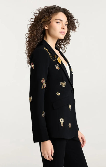 Gold Brooches Cheyenne Blazer Black - Cinq à Sept