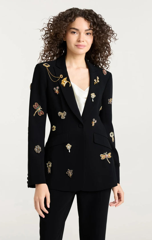 Gold Brooches Cheyenne Blazer Black - Cinq à Sept