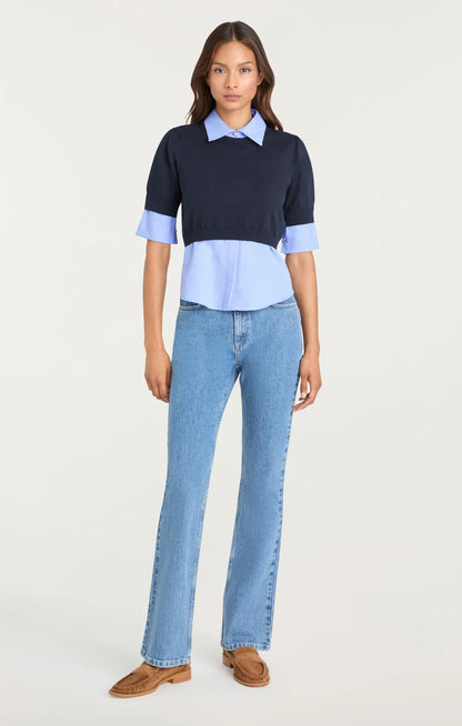 Capucine Top Navy/Rain Cloud - Cinq à Sept