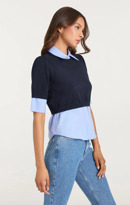 Capucine Top Navy/Rain Cloud - Cinq à Sept