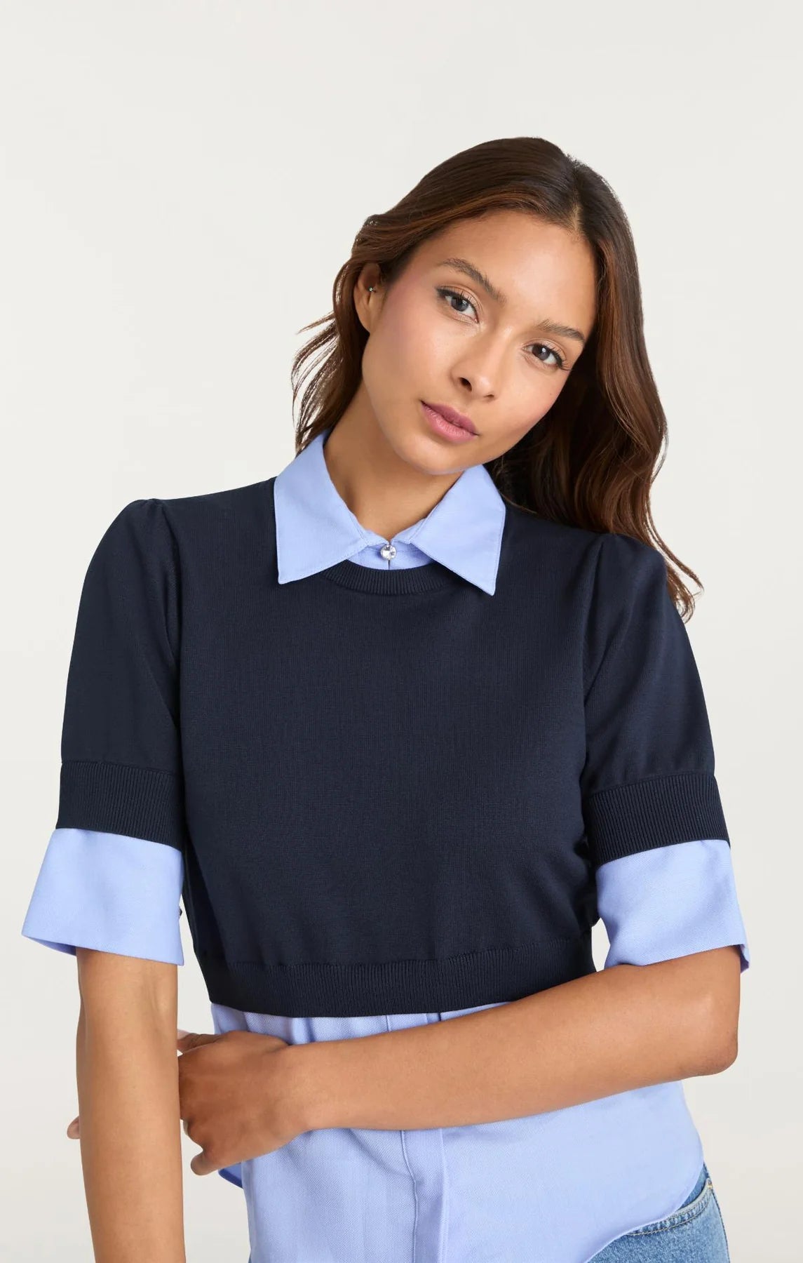 Capucine Top Navy/Rain Cloud - Cinq à Sept