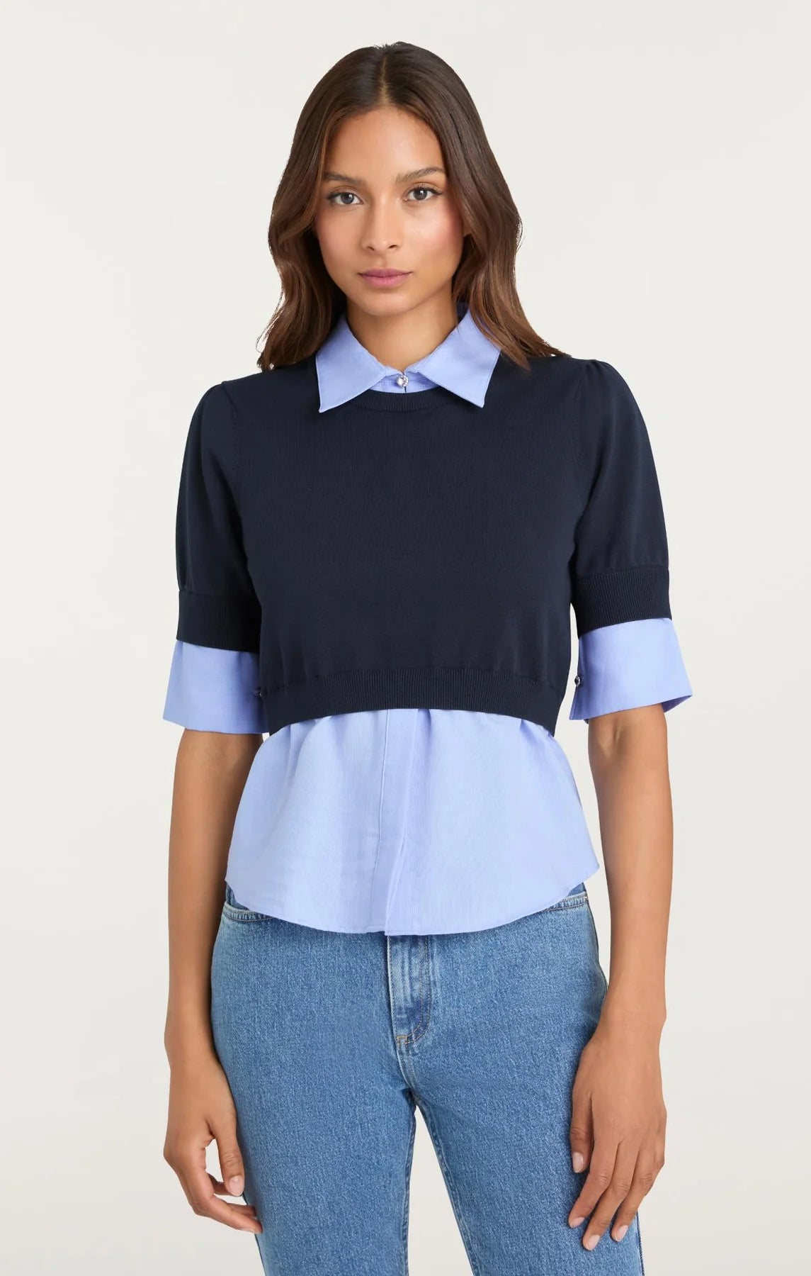 Capucine Top Navy/Rain Cloud - Cinq à Sept