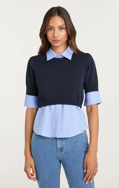 Capucine Top Navy/Rain Cloud - Cinq à Sept