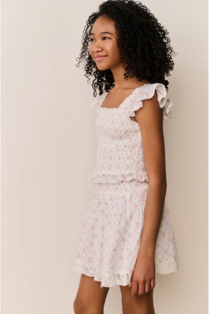 Tween Solena Floral Cotton Skirt Sunwashed Ivory - LoveShackFancy