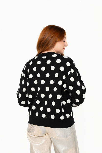 Polka Dot Nutcracker Cardigan Black/White - Queen Of Sparkles