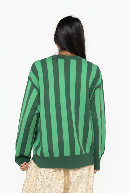 Licensed Striped Sequin Beaded Sweater Green - Queen Of Sparkles
