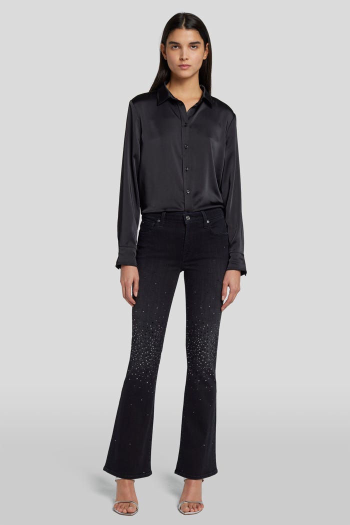 Bootcut Tailorless Black Iris With All Over Crystals - 7 For All Mankind