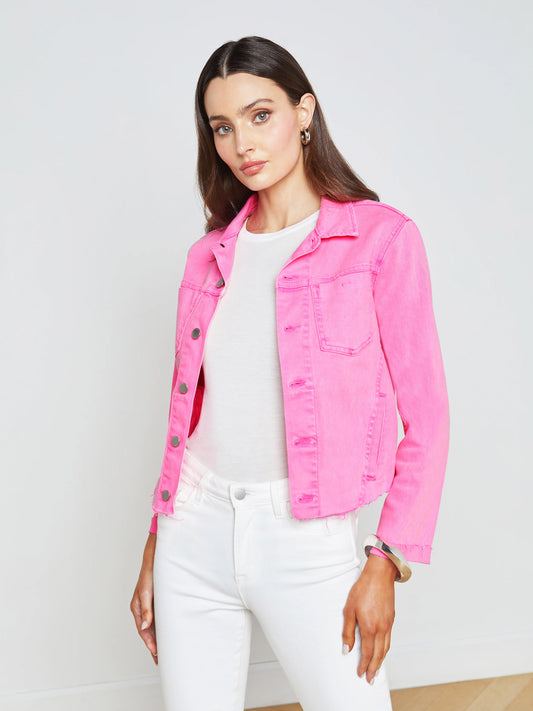 Janelle Slim Raw Jacket Shocking Pink - L'AGENCE