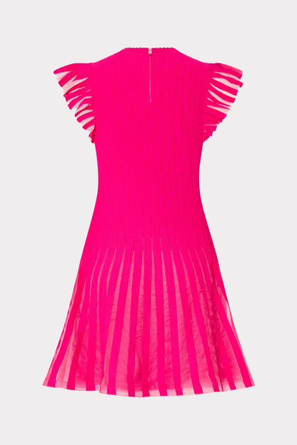 Sheer Flutter Sleeve Knit Dress Pink - Milly