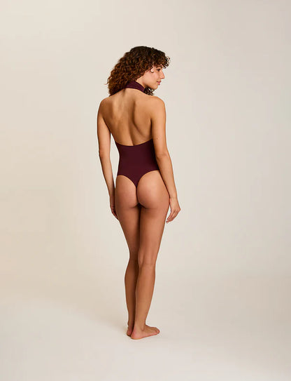 Ballet Turtleneck Halter Bodysuit Raisin - Commando