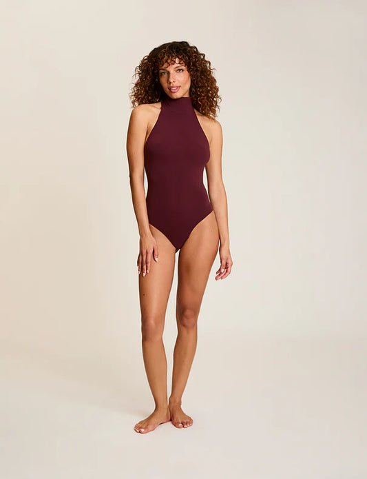 Ballet Turtleneck Halter Bodysuit Raisin - Commando