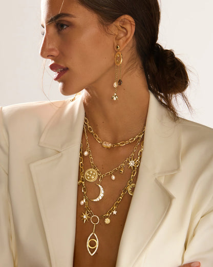 Kahleah Layered Charm Necklace Gold - Ramy Brook