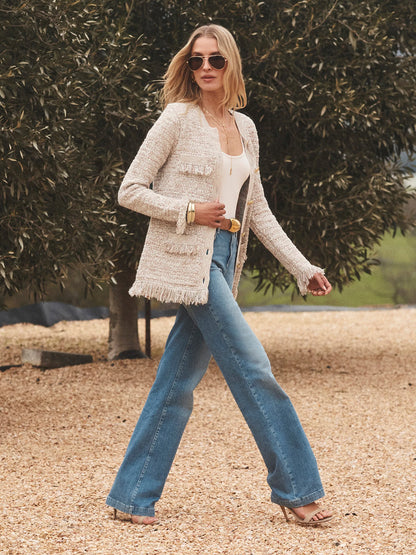 Kastoria Fringe Cardigan Natural Multi Boucle - L'AGENCE