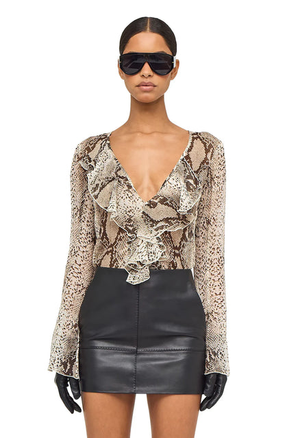 Klaire Top Snake Print Natural Multi - Ronny Kobo