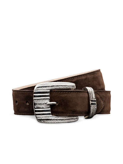 Aya Suede Belt Chocolate Brown - L'AGENCE