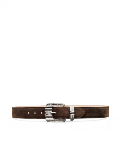 Aya Suede Belt Chocolate Brown - L'AGENCE
