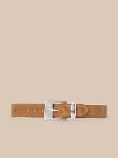 Aya Suede Belt Cognac - L'AGENCE