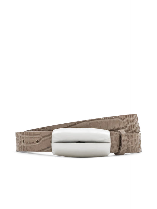 Marlowe Croc-Embossed Leather Belt Cappuccino - L'AGENCE