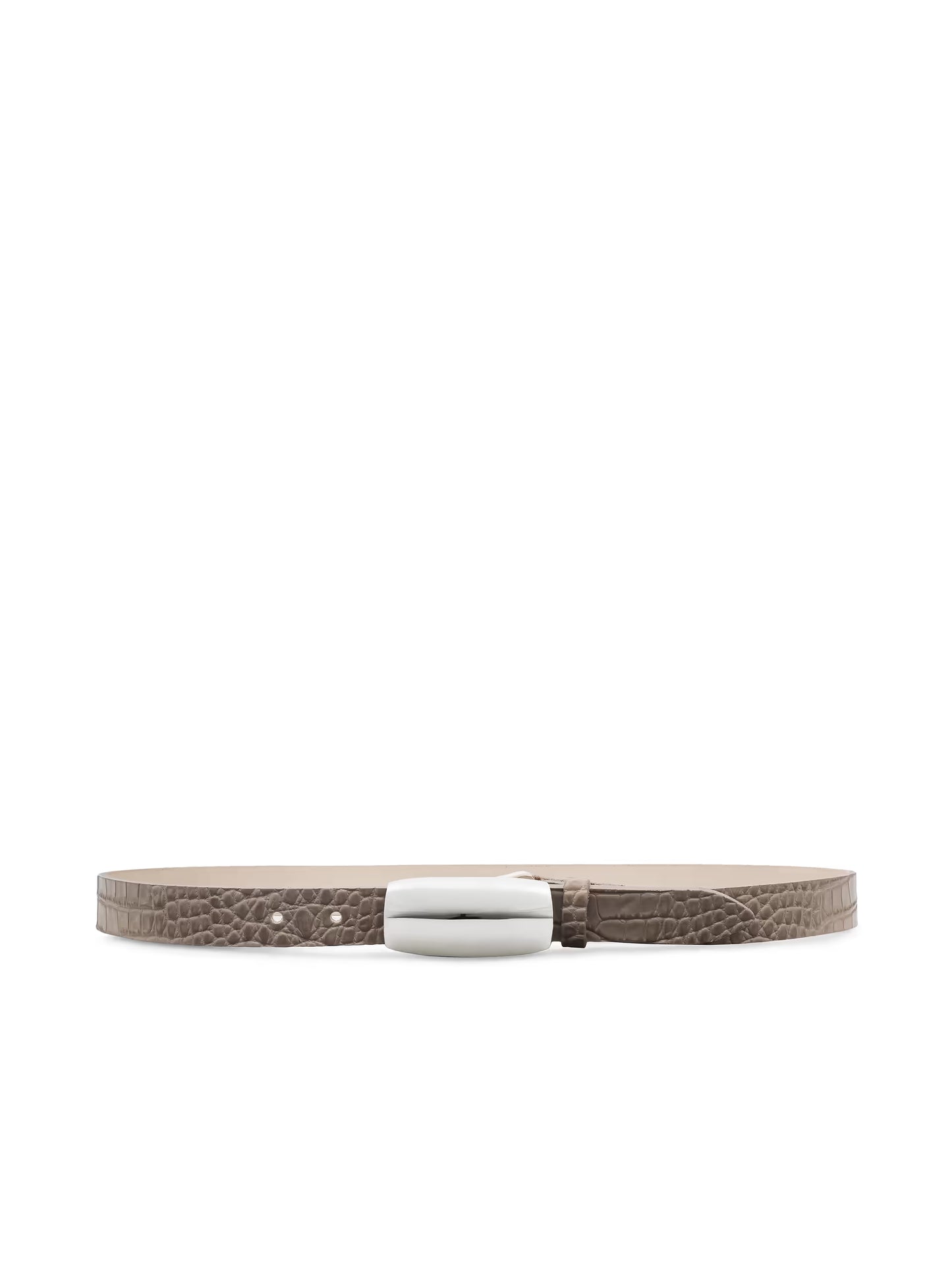 Marlowe Croc-Embossed Leather Belt Cappuccino - L'AGENCE