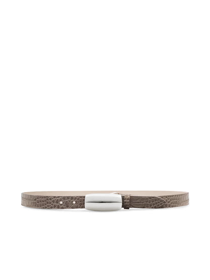 Marlowe Croc-Embossed Leather Belt Cappuccino - L'AGENCE