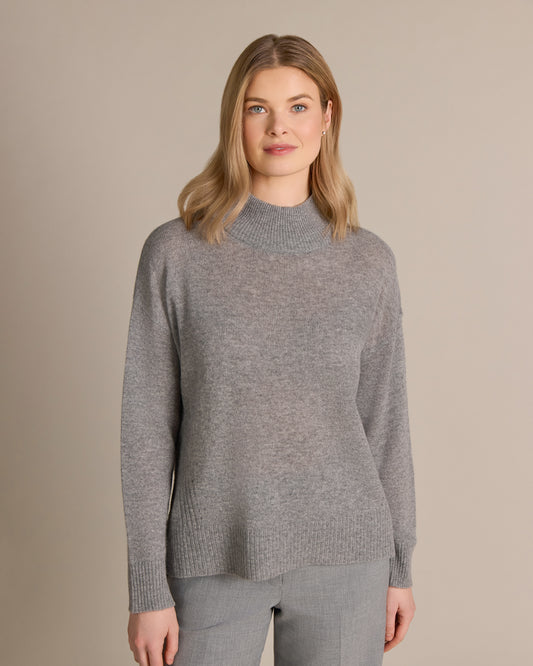 Cashmere Bonnie Mock Neck Flagstone - Alashan