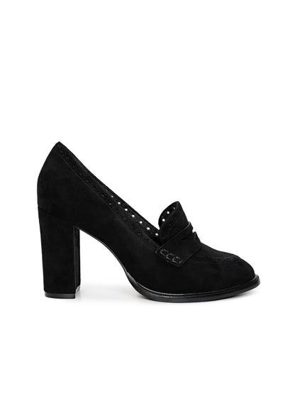 Bea Penny Loafer Pump Black Suede - L'AGENCE