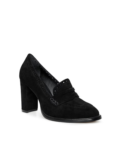 Bea Penny Loafer Pump Black Suede - L'AGENCE