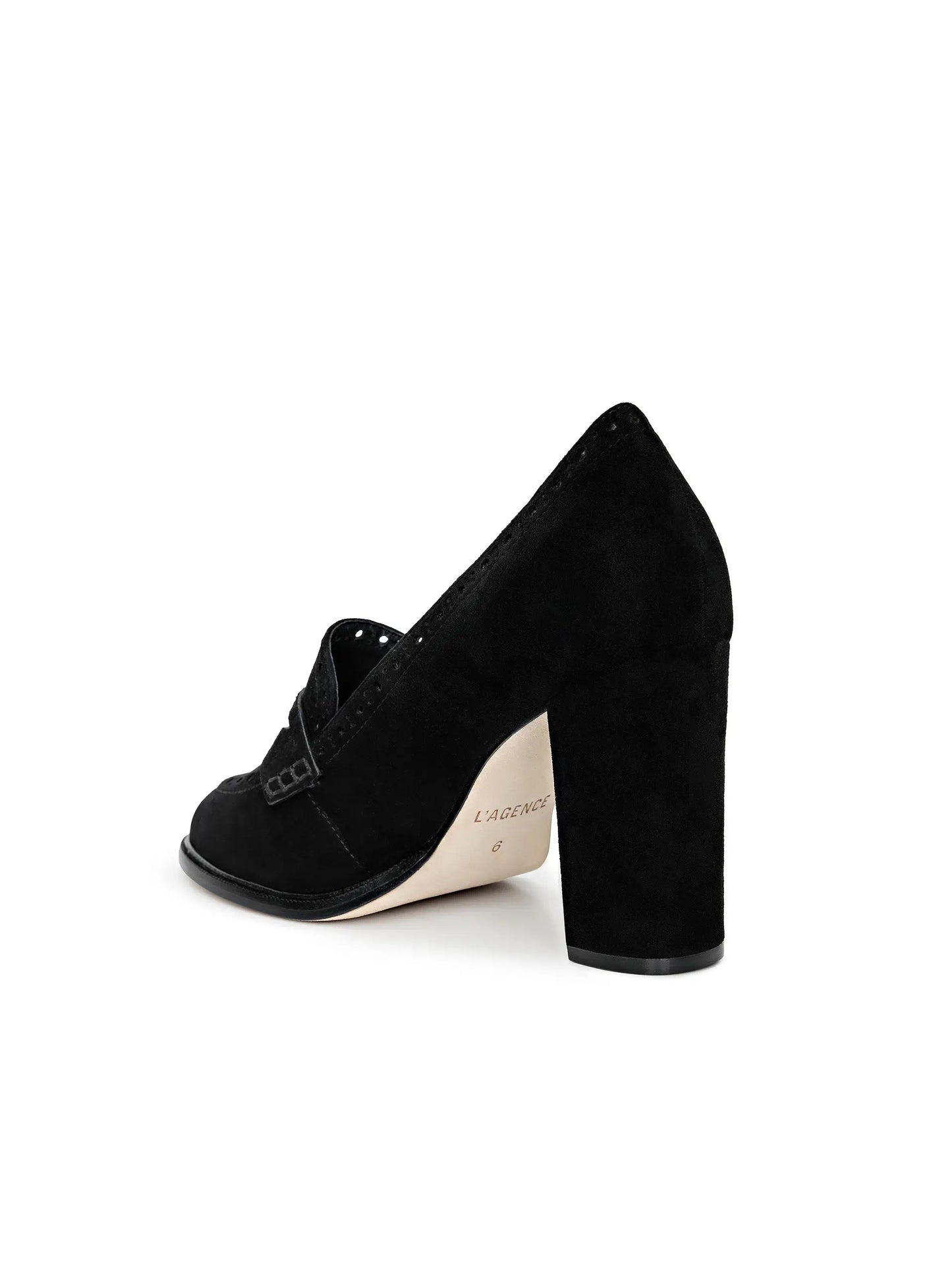 Bea Penny Loafer Pump Black Suede - L'AGENCE