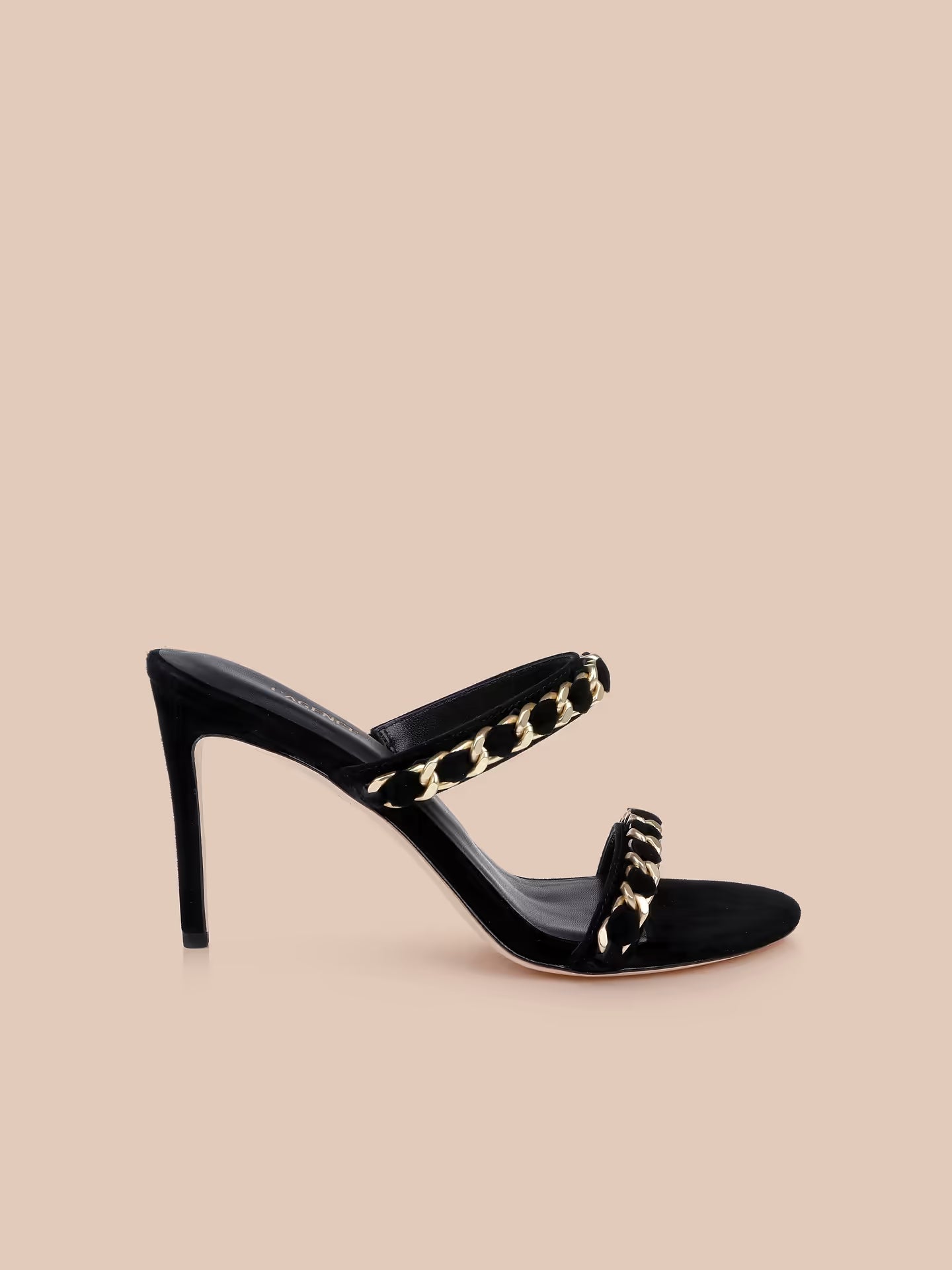 Sarika Chain Sandal Black Suede - L'AGENCE