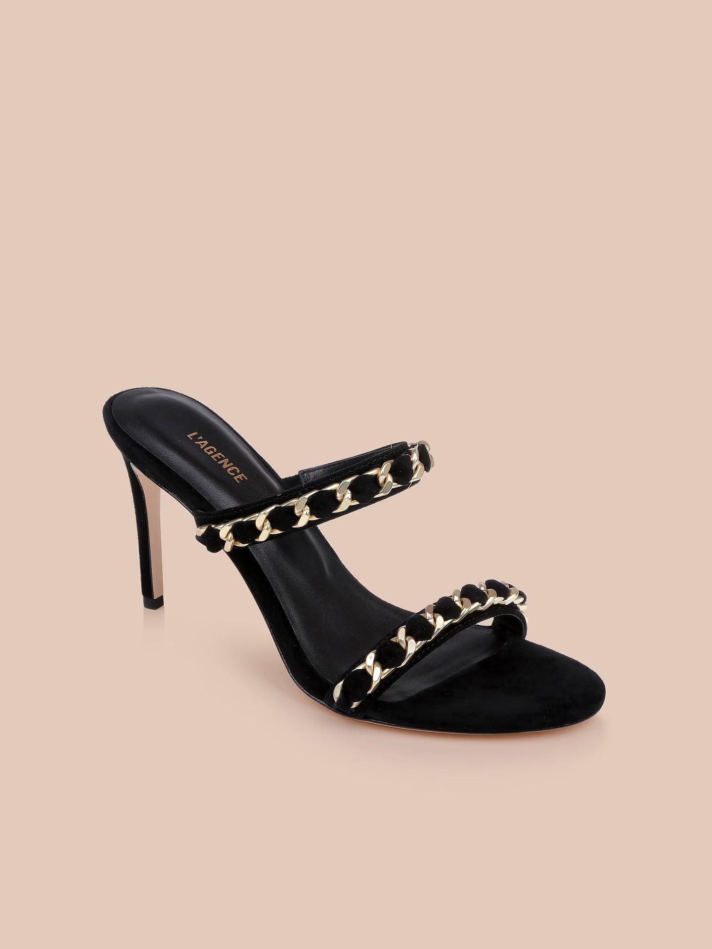 Sarika Chain Sandal Black Suede - L'AGENCE