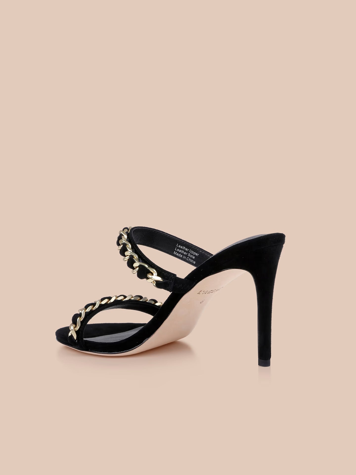 Sarika Chain Sandal Black Suede - L'AGENCE