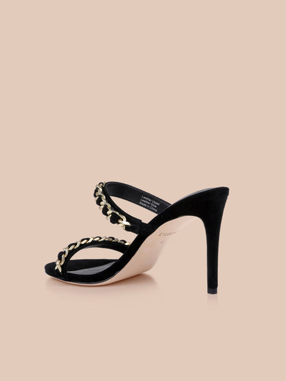 Sarika Chain Sandal Black Suede - L'AGENCE