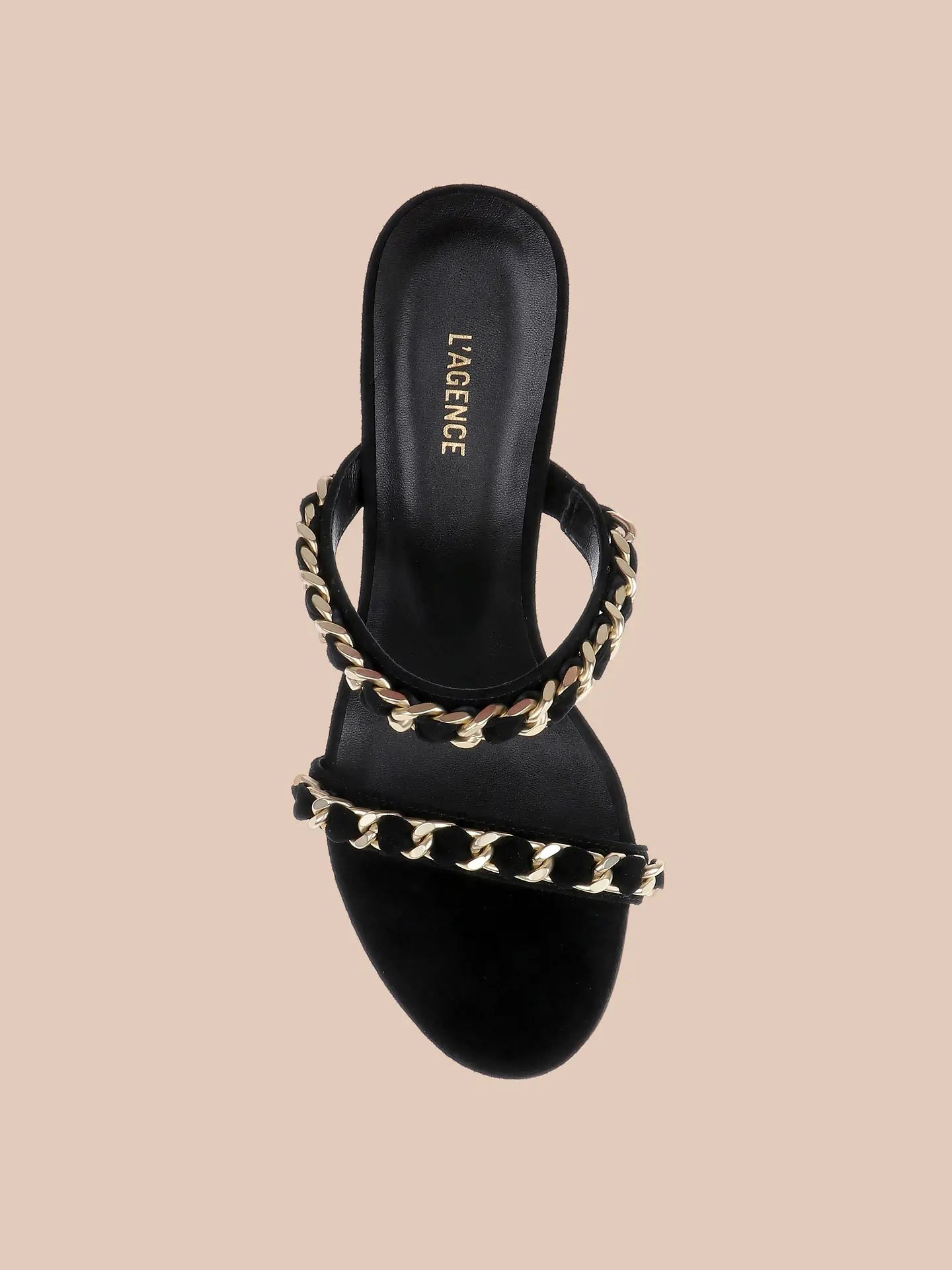Sarika Chain Sandal Black Suede - L'AGENCE