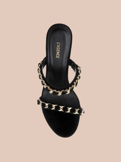 Sarika Chain Sandal Black Suede - L'AGENCE