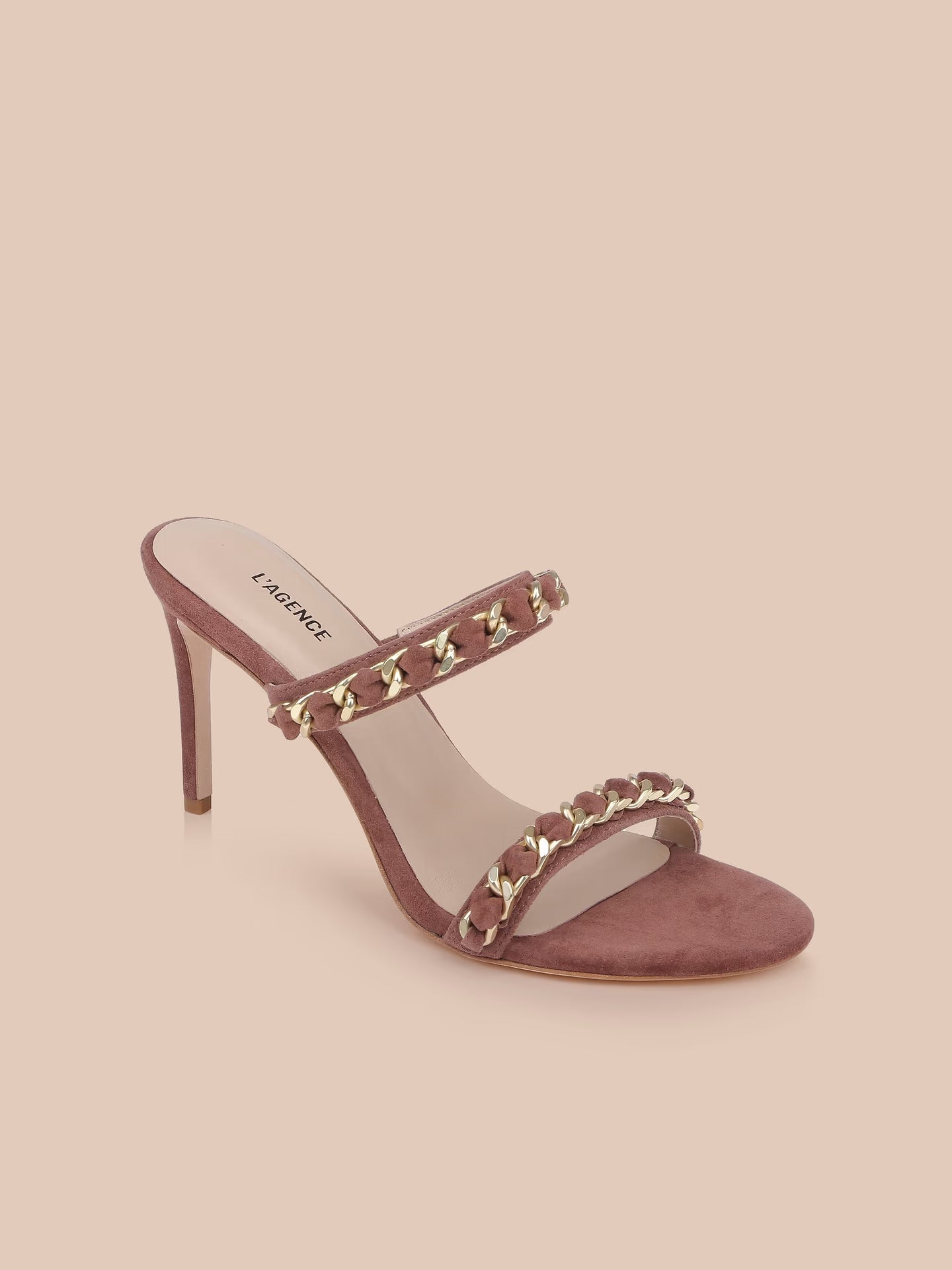 Sarika Chain Sandal Hazel Suede - L'AGENCE