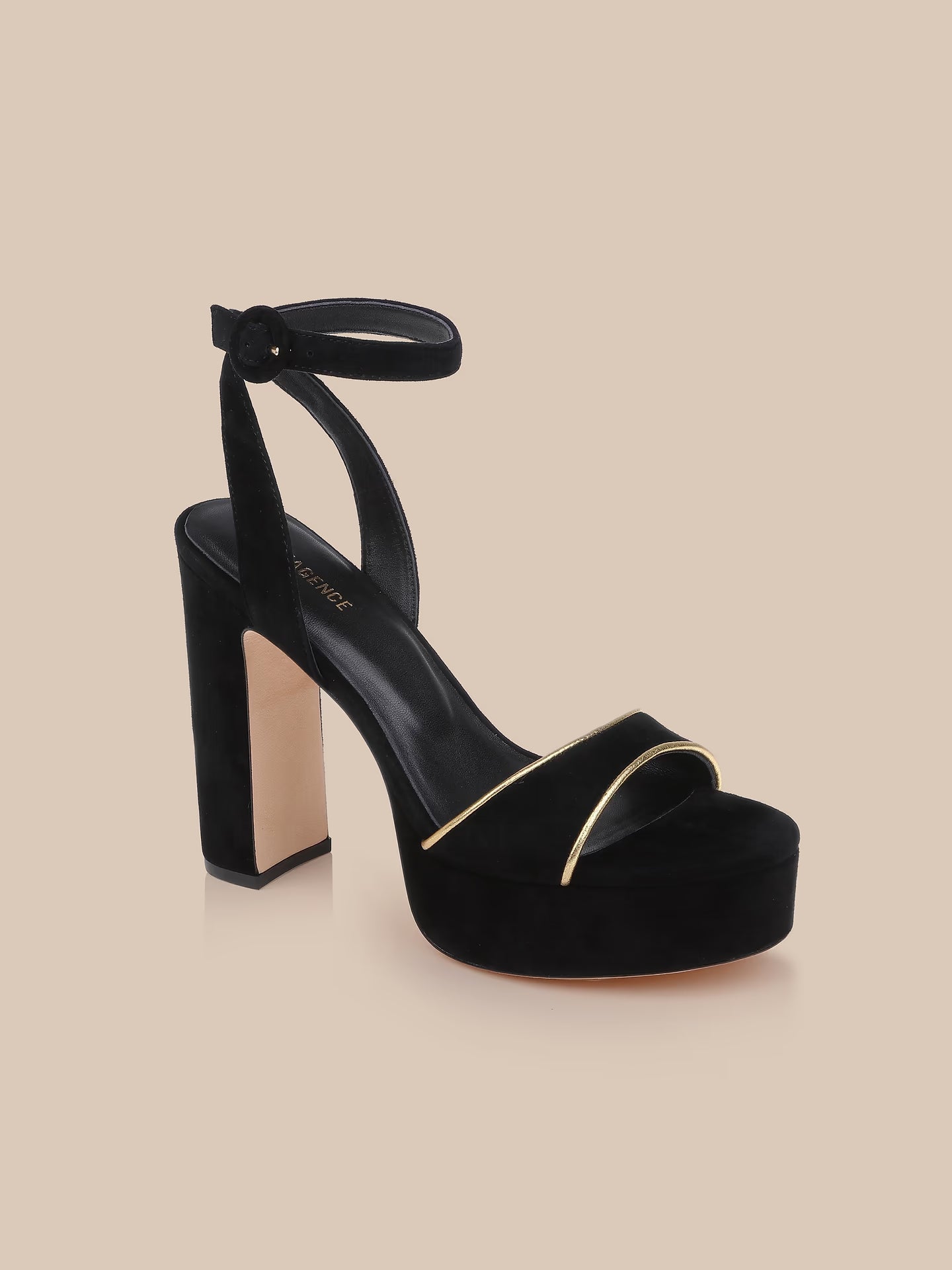 Essie Platform Sandal Black Suede - L'AGENCE