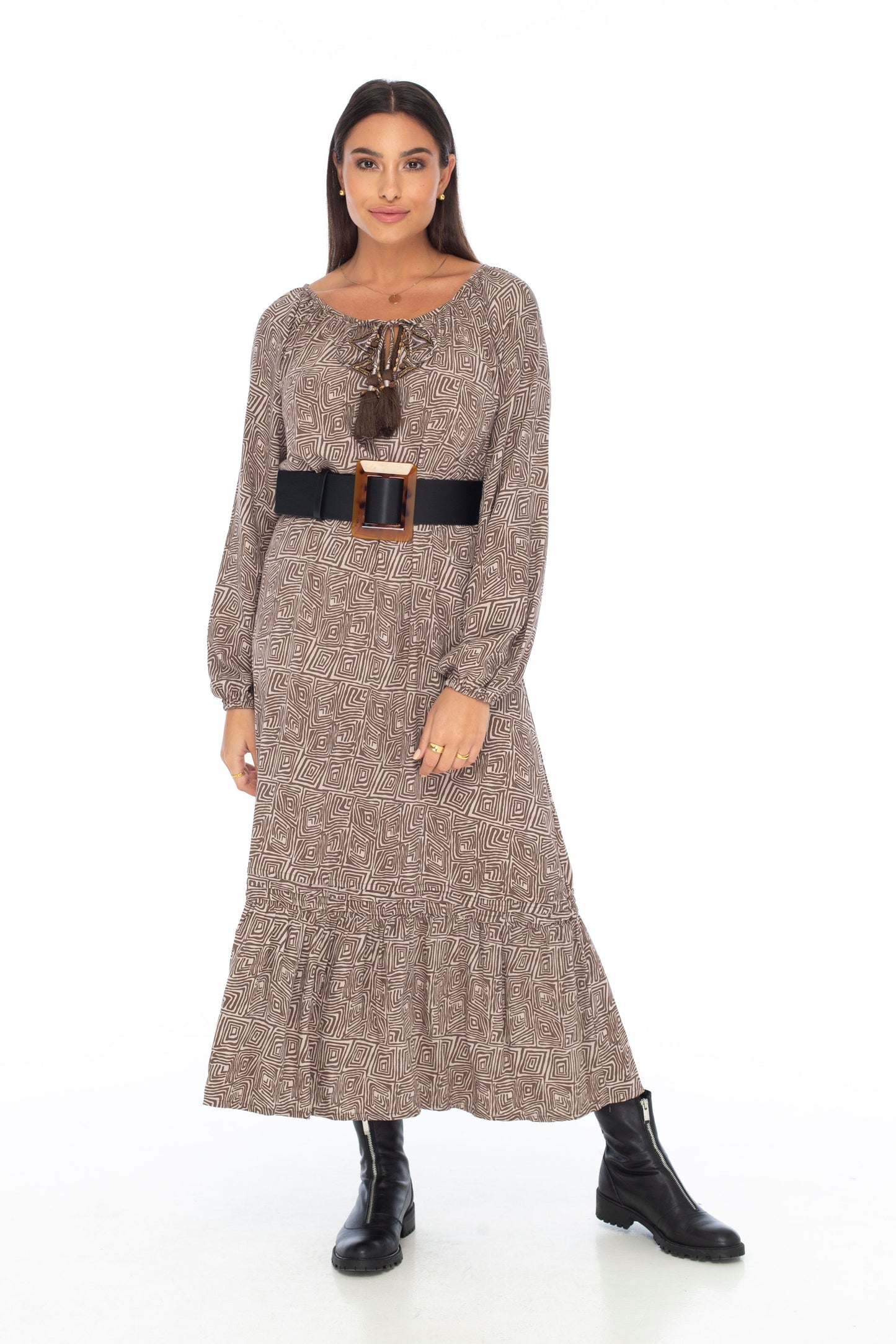 Namibia Winter Bali Long Dress Chocolate - Skemo