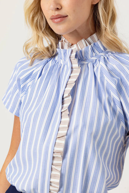 Leah Shirt Blue Italian Stripe - Sundays