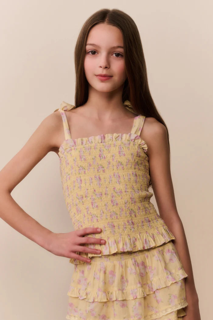 Tween Merrinelle Blooming Floral Top Lemon Spritz - LoveShackFancy