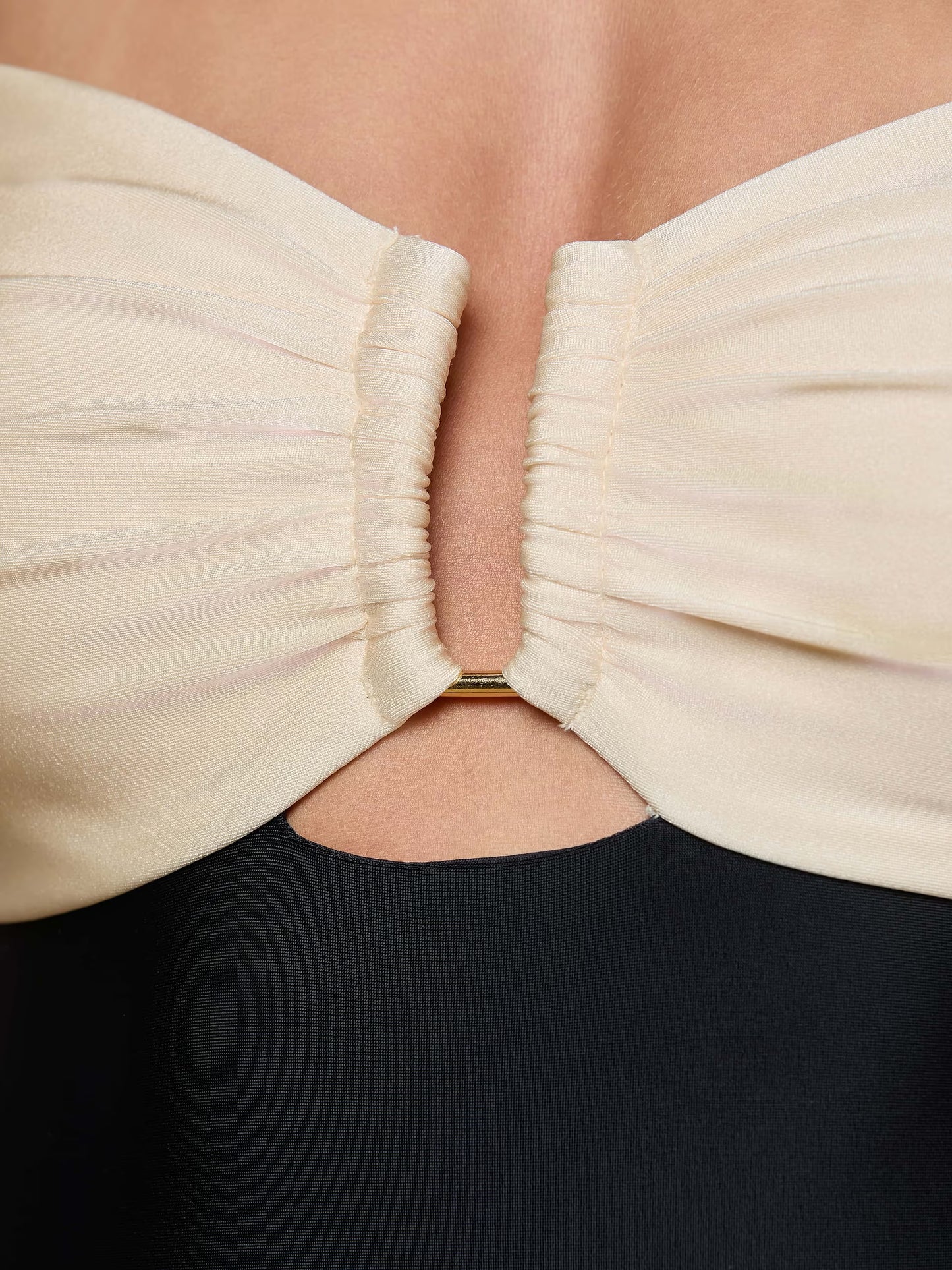 Emilia Bandeau One-Piece Swimsuit Black/White - L'AGENCE