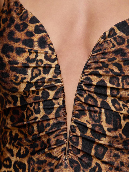 Lilou One-Piece Swimsuit Brown Multi Patch Leopard - L'AGENCE