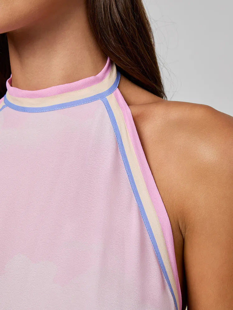 Elise Cover-Up Dress Light Pink Multi Postcard Print - L'AGENCE