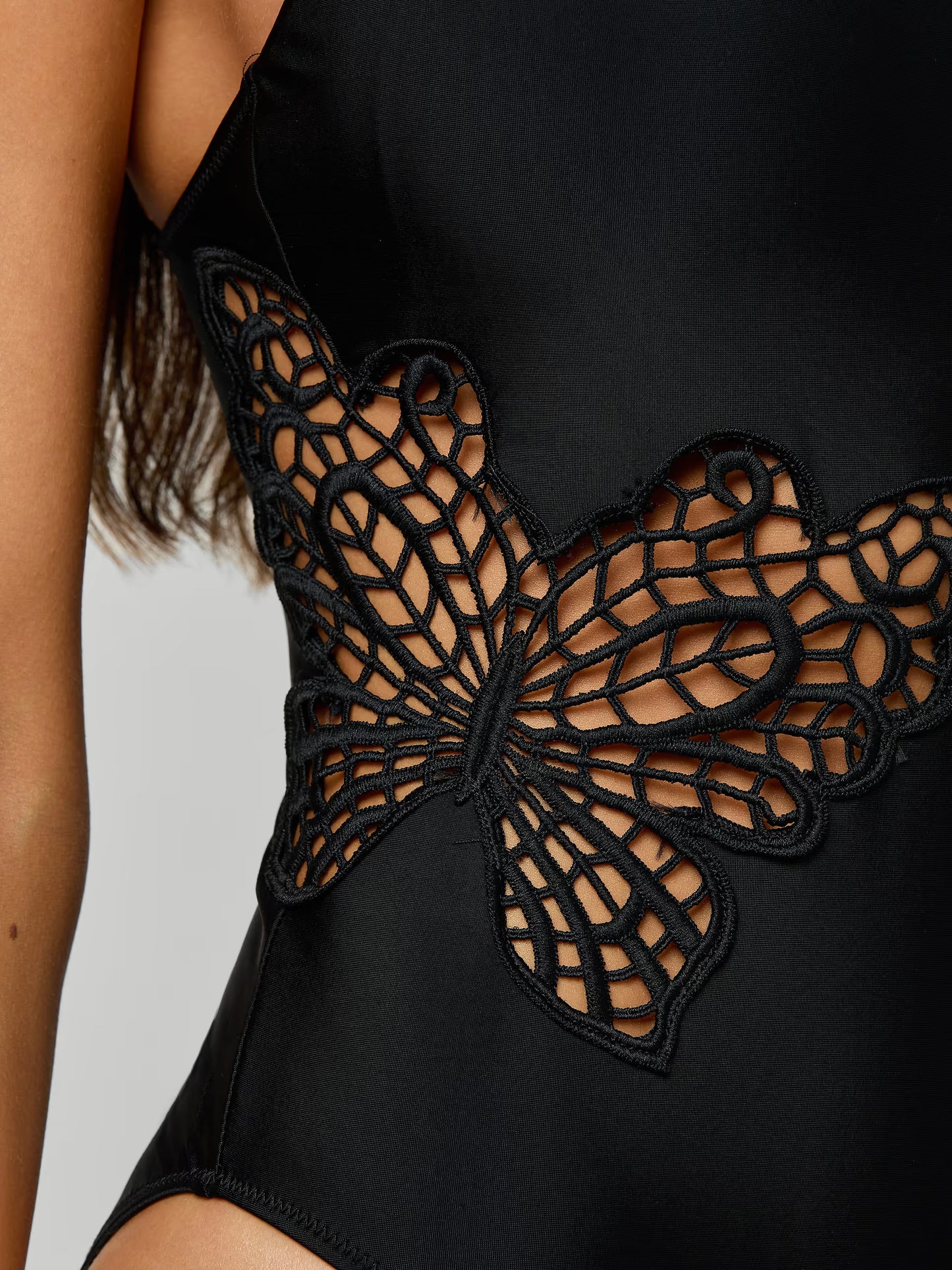 Remi One-Piece Swimsuit Black Butterfly Crochet - L'AGENCE