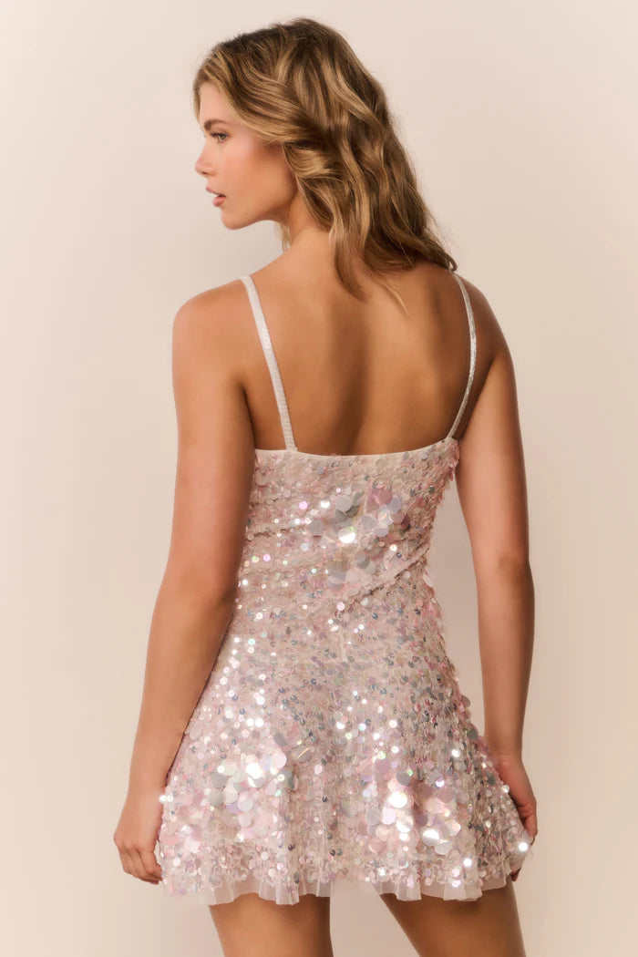 Liria Sequin Mini Dress Vanilla Blush - LoveShackFancy