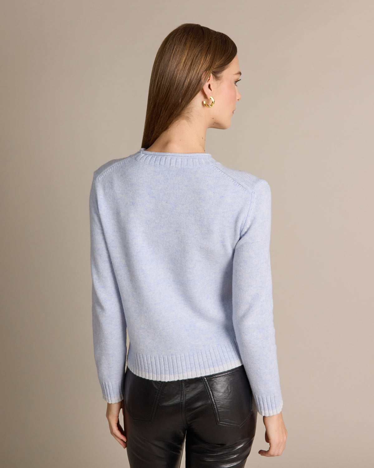 Merino Ski Snowfall Crew Sweater Blue Mist - Alashan