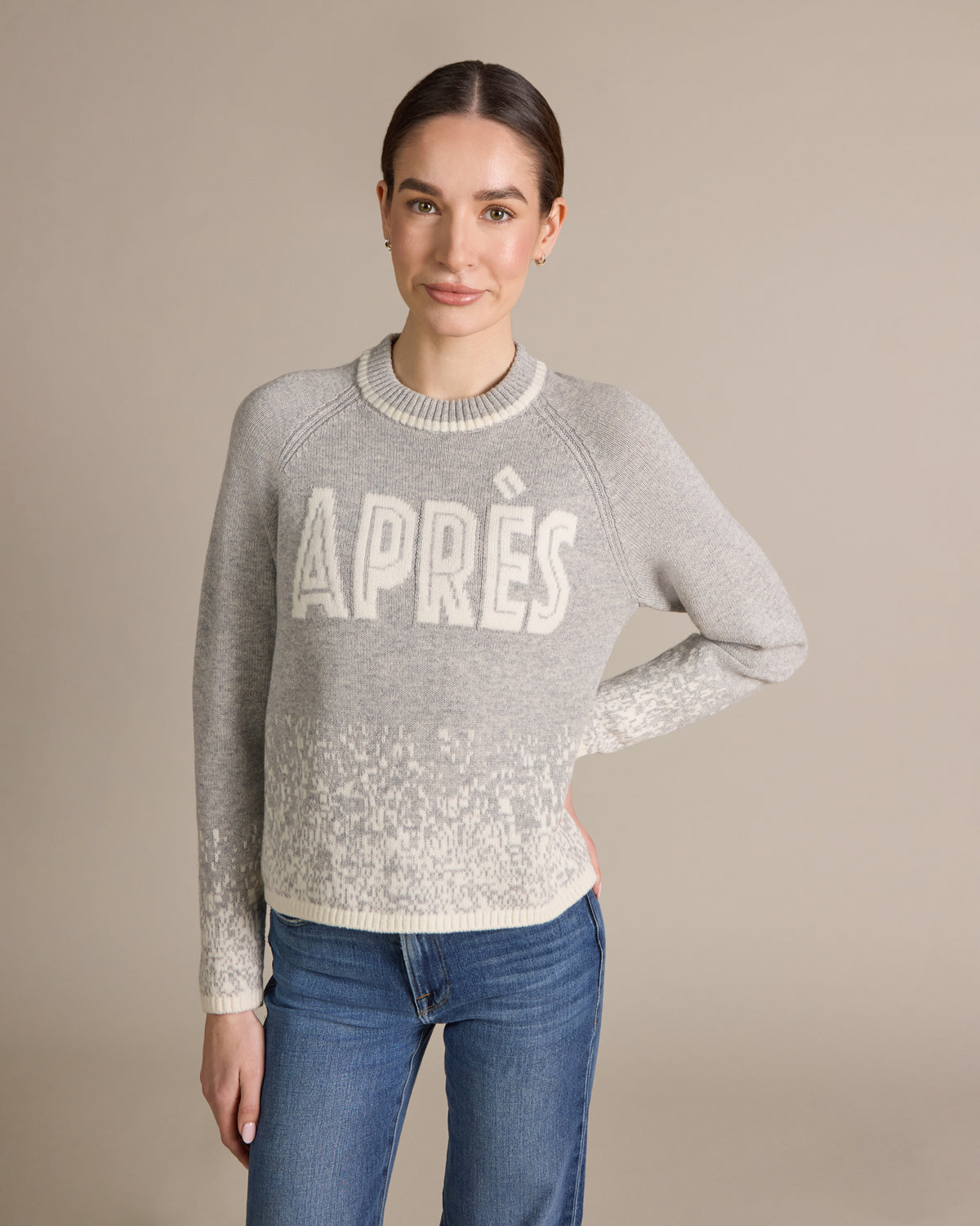 Merino Apres Raglan Crew Heather Grey - Alashan