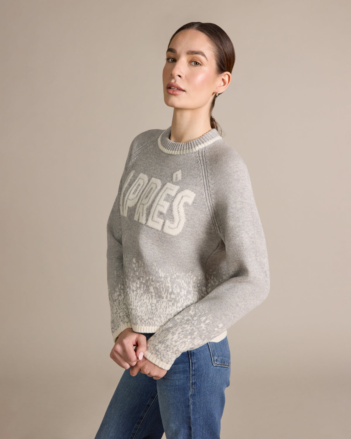 Merino Apres Raglan Crew Heather Grey - Alashan